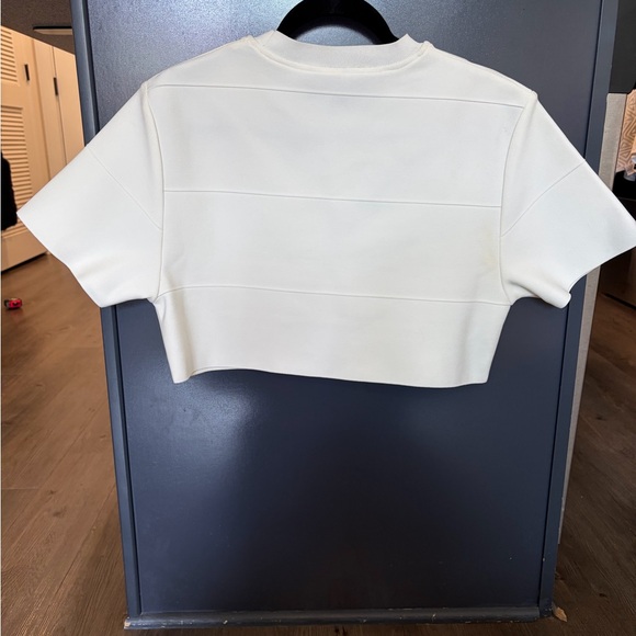Herve Leger White Crop T-Shirt Textured - Picture 4 of 11